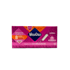 TAMPONES NOSOTRAS SUPER SIN APLICADOR CAJA X 8 UNDS